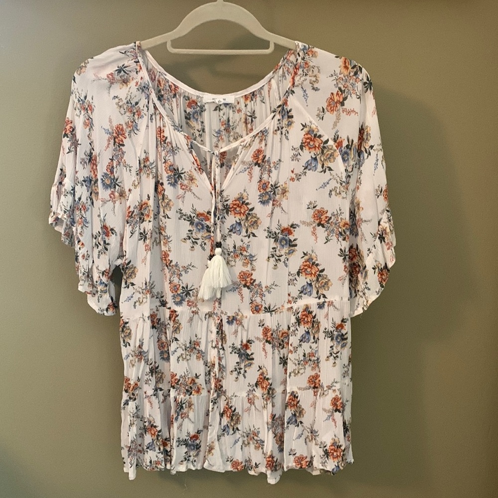 Maurice’s women’s floral tiered tunic shirt sleeved blouse XL